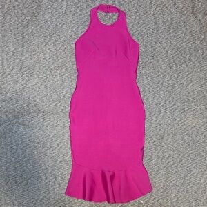 Elegant Pink Halter Dress